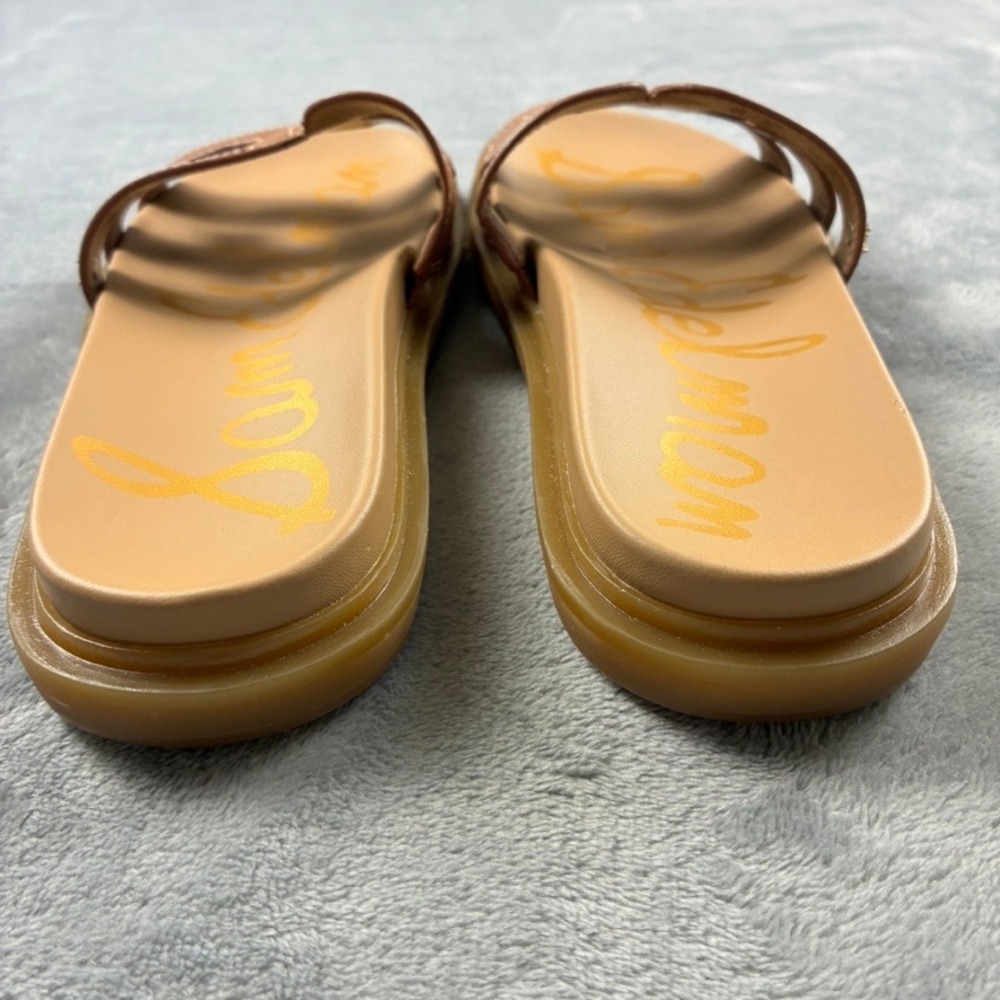 Sam Edelman Valeri Platform Slide Sandals Womens 6M Brown Leather Cutout Logo - Picture 12 of 15